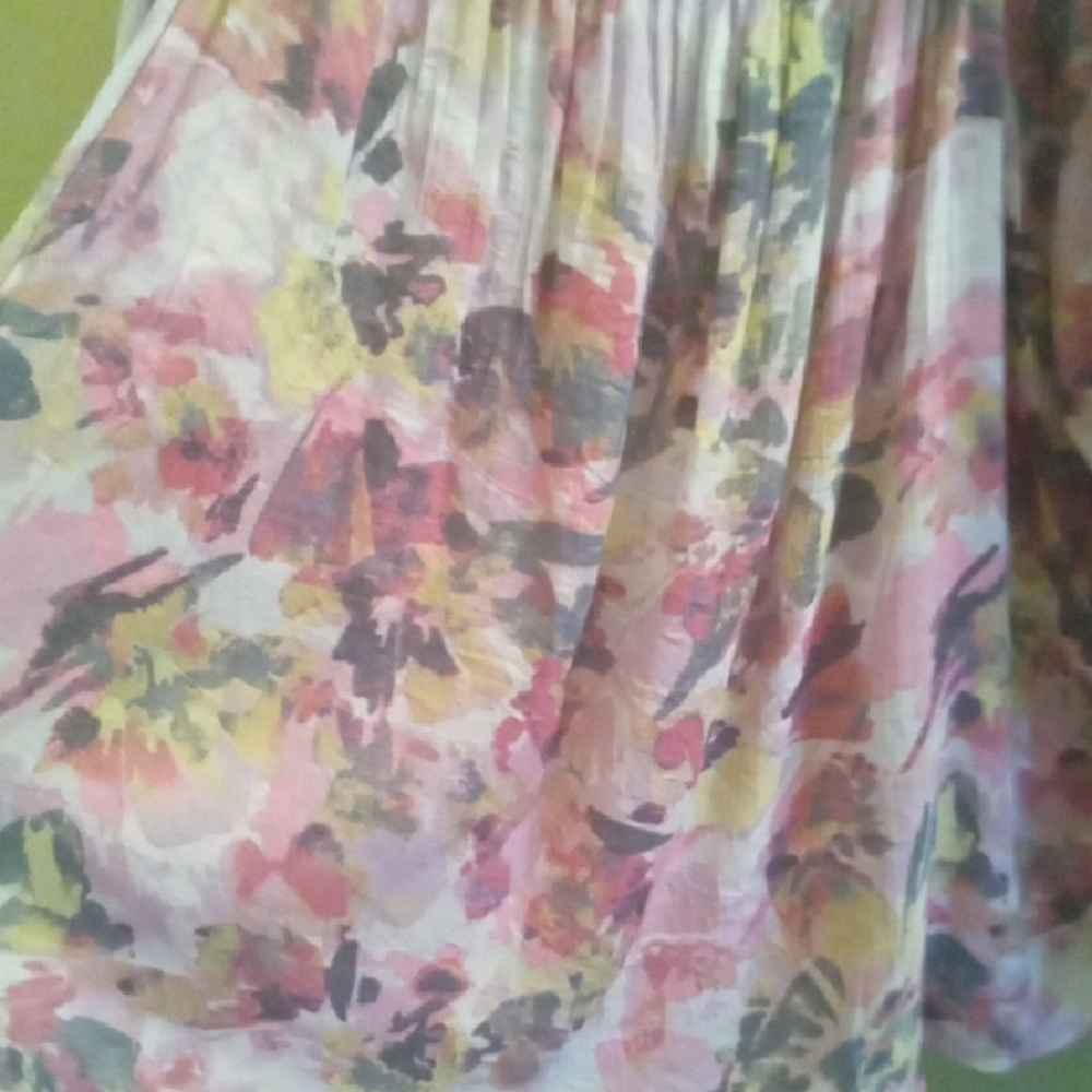 Womans 1X Zac & Rachel Pink and Purple Ruffled 3/4 Sleeve Blouse - Picture 3 of 6